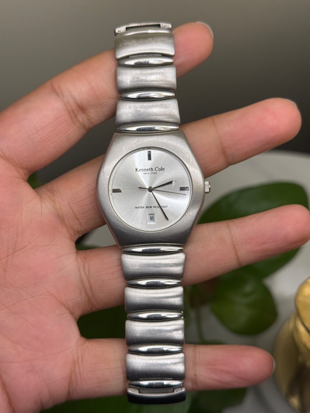 Kenneth Cole silver sleek Silver date Stainless Steel Watch unisex